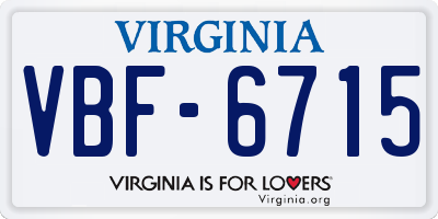 VA license plate VBF6715