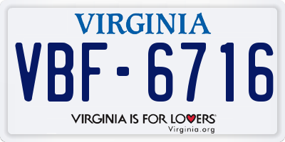 VA license plate VBF6716
