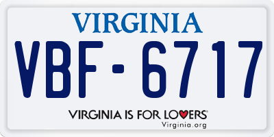 VA license plate VBF6717