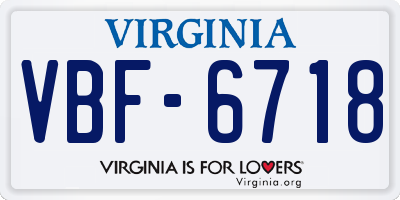 VA license plate VBF6718