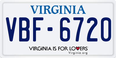 VA license plate VBF6720