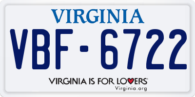 VA license plate VBF6722