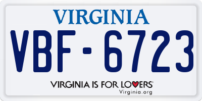 VA license plate VBF6723