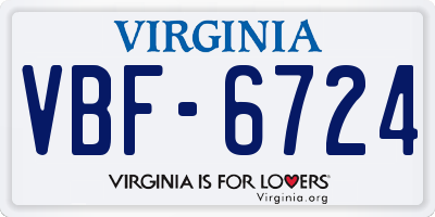 VA license plate VBF6724