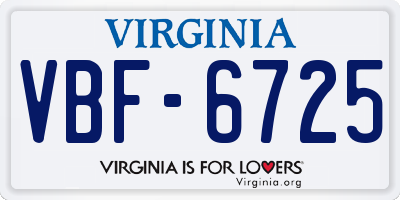 VA license plate VBF6725