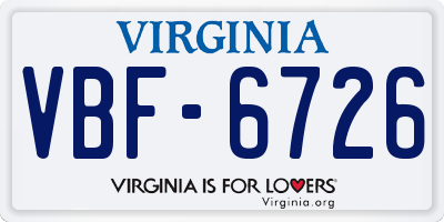 VA license plate VBF6726