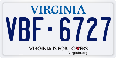 VA license plate VBF6727