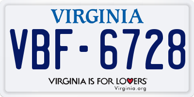 VA license plate VBF6728