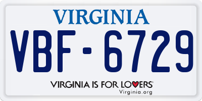 VA license plate VBF6729