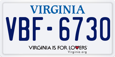 VA license plate VBF6730