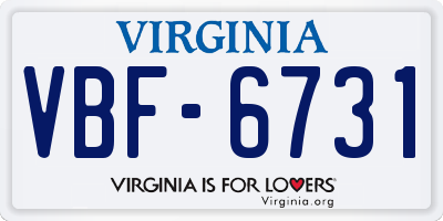 VA license plate VBF6731