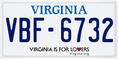 VA license plate VBF6732