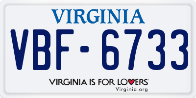 VA license plate VBF6733