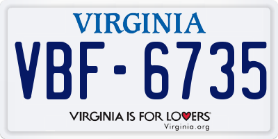 VA license plate VBF6735