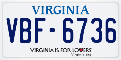 VA license plate VBF6736