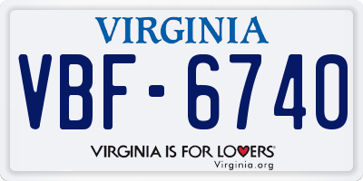 VA license plate VBF6740
