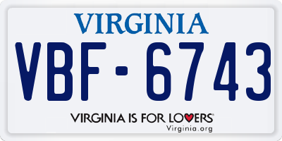 VA license plate VBF6743
