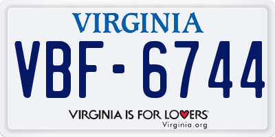 VA license plate VBF6744
