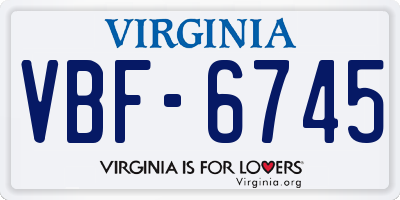 VA license plate VBF6745