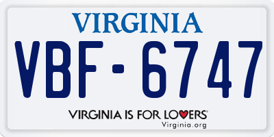 VA license plate VBF6747