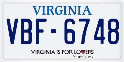 VA license plate VBF6748