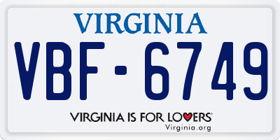 VA license plate VBF6749