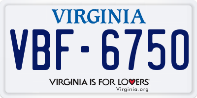 VA license plate VBF6750