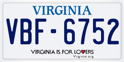 VA license plate VBF6752