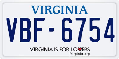 VA license plate VBF6754