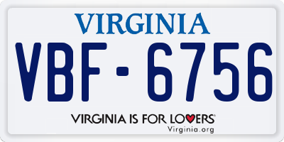 VA license plate VBF6756