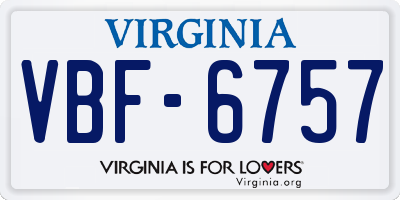 VA license plate VBF6757