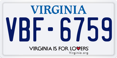 VA license plate VBF6759