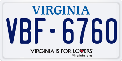 VA license plate VBF6760