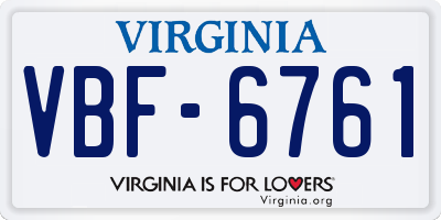 VA license plate VBF6761