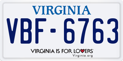 VA license plate VBF6763