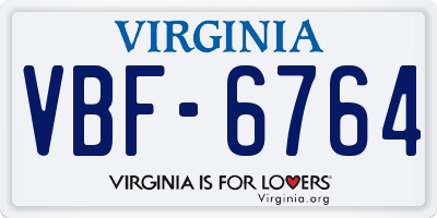 VA license plate VBF6764