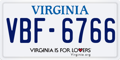 VA license plate VBF6766