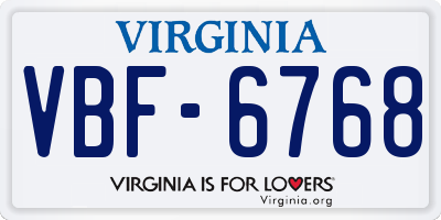VA license plate VBF6768