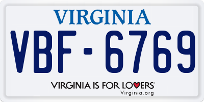 VA license plate VBF6769