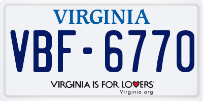VA license plate VBF6770