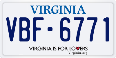 VA license plate VBF6771