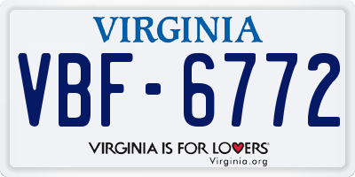VA license plate VBF6772