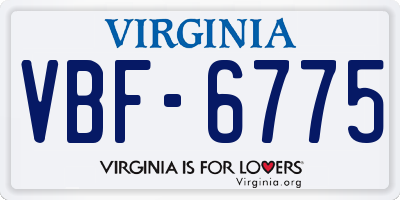 VA license plate VBF6775