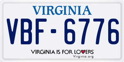 VA license plate VBF6776
