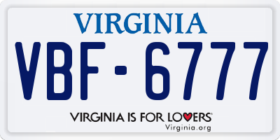 VA license plate VBF6777