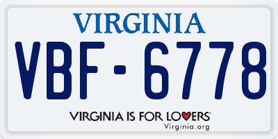 VA license plate VBF6778