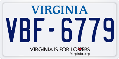 VA license plate VBF6779