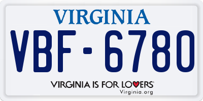 VA license plate VBF6780