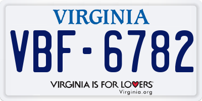 VA license plate VBF6782