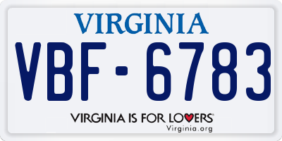 VA license plate VBF6783